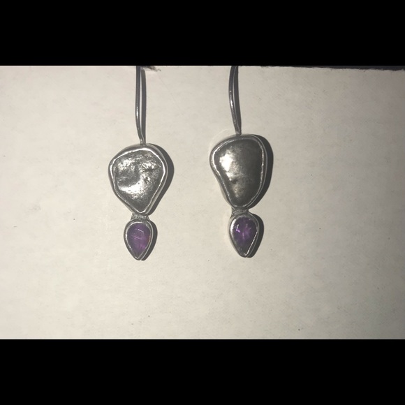 Sterling silver and amethyst earrings - Picture 3 of 3
